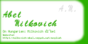 abel milkovich business card